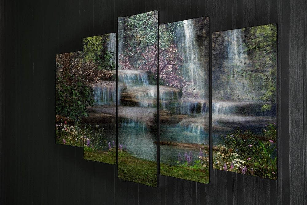Magical landscape with waterfalls 5 Split Panel Canvas  - Canvas Art Rocks - 2