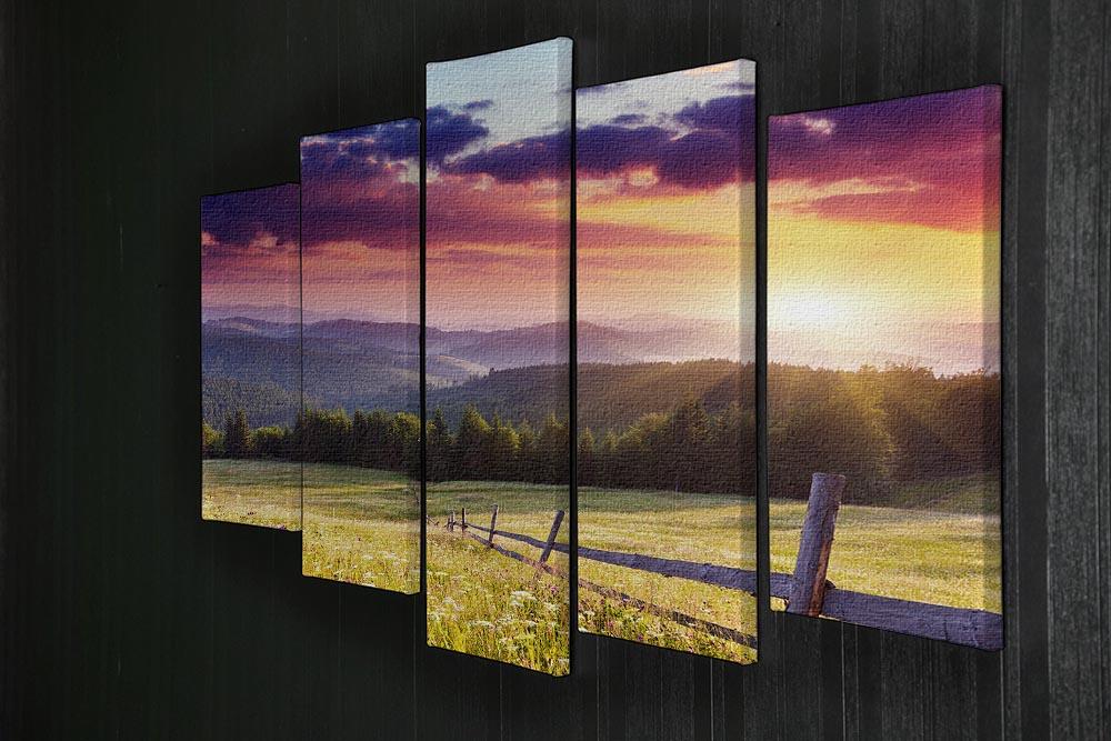 Majestic sunset in Carpathian 5 Split Panel Canvas  - Canvas Art Rocks - 2