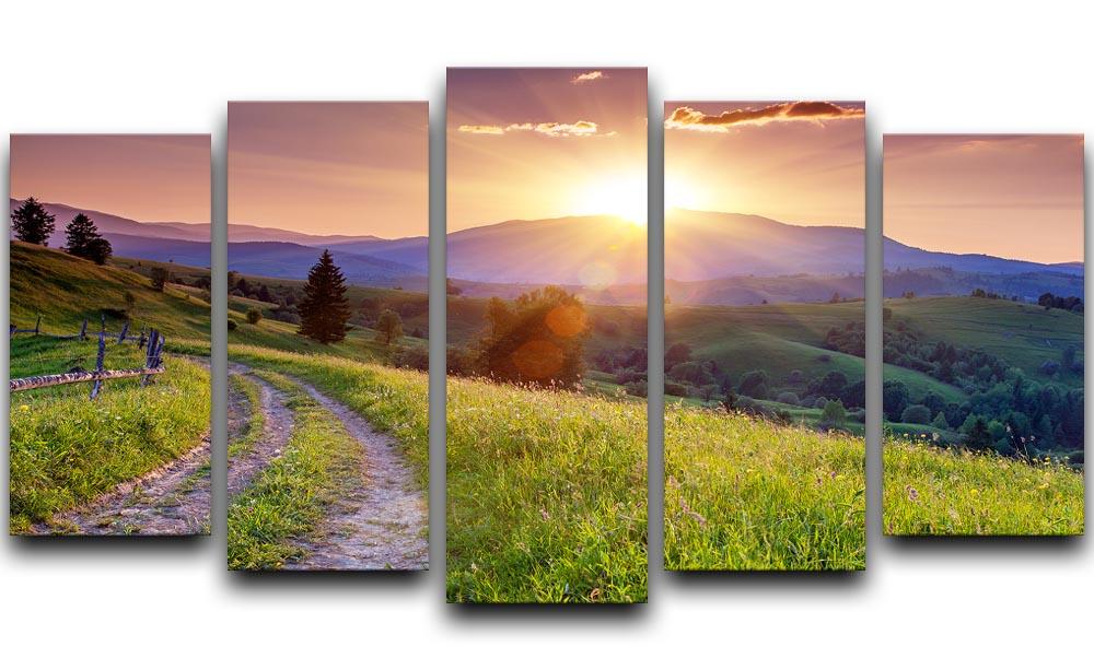 Majestic sunset in the mountains 5 Split Panel Canvas  - Canvas Art Rocks - 1