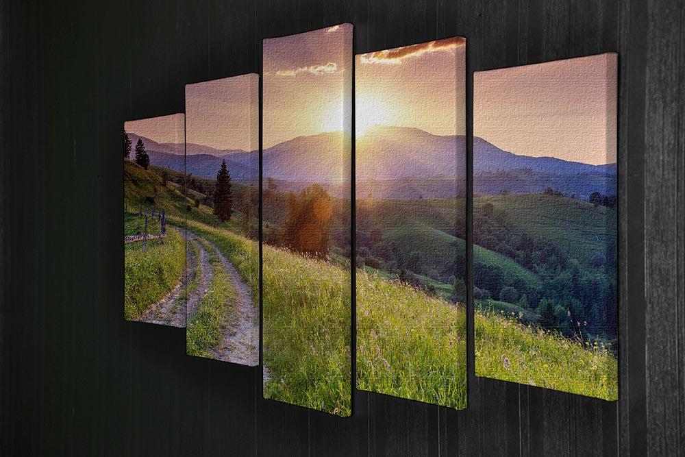 Majestic sunset in the mountains 5 Split Panel Canvas  - Canvas Art Rocks - 2