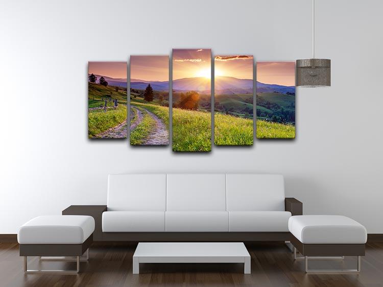 Majestic sunset in the mountains 5 Split Panel Canvas  - Canvas Art Rocks - 3