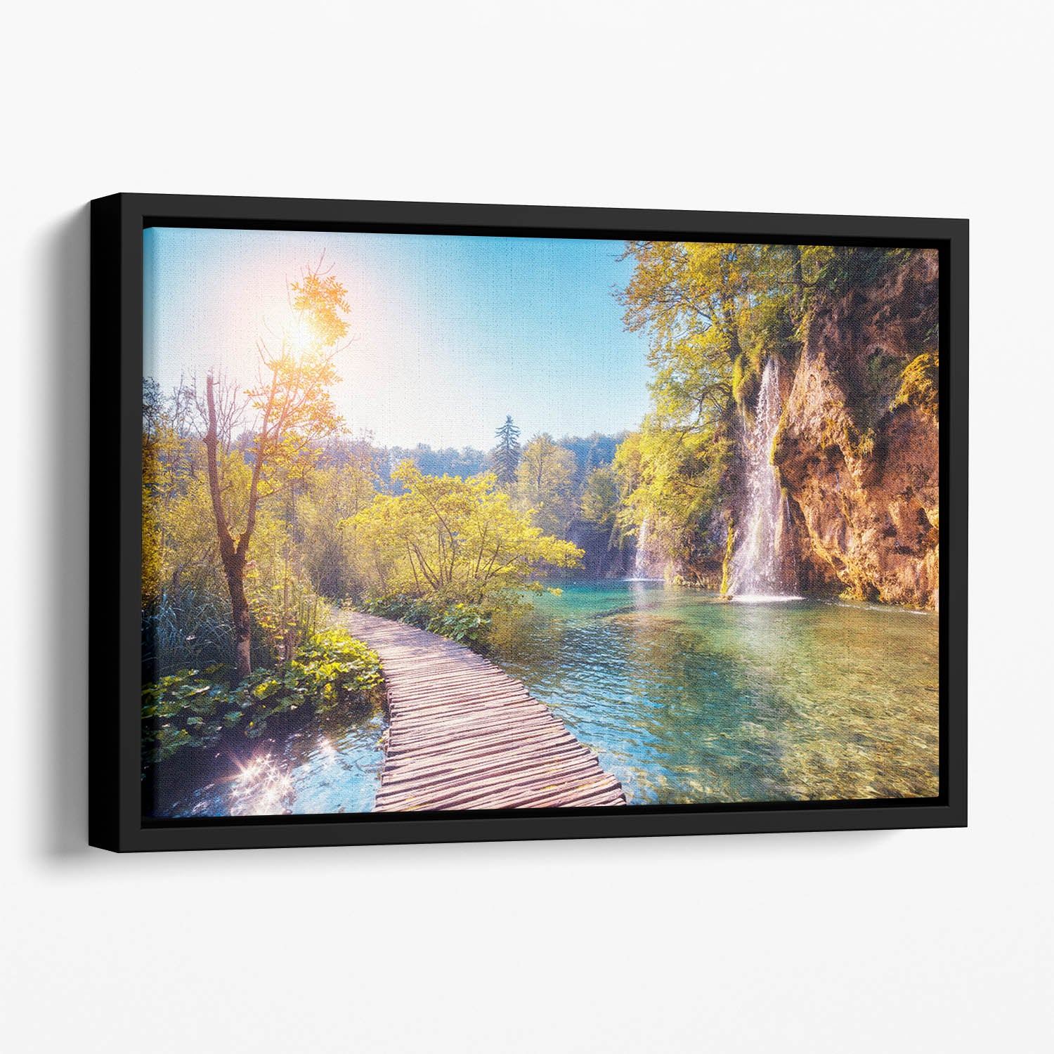 Majestic view on turquoise water Floating Framed Canvas