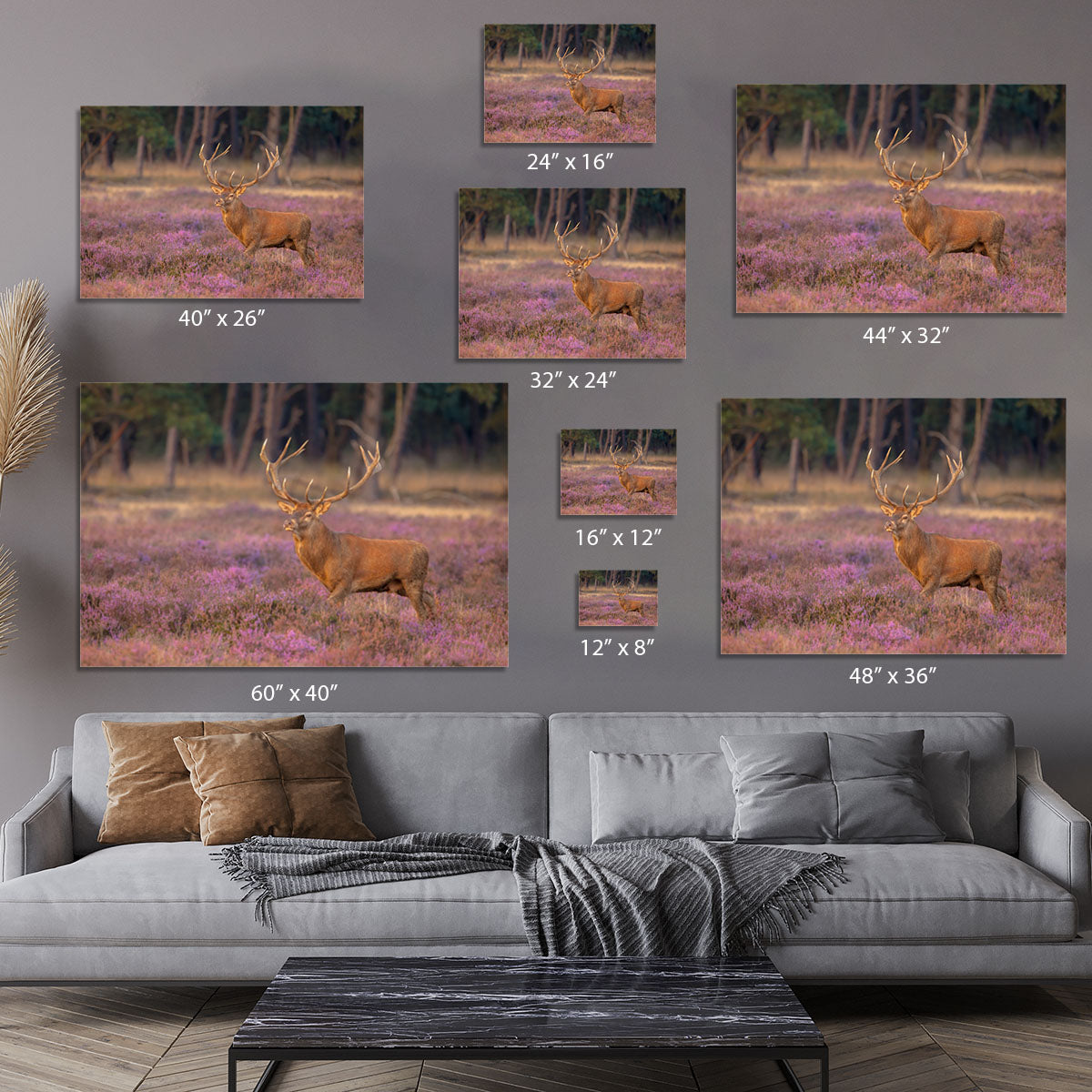 Male red deer Cervus elaphus with antlers during mating season Canvas Print or Poster - Canvas Art Rocks - 7
