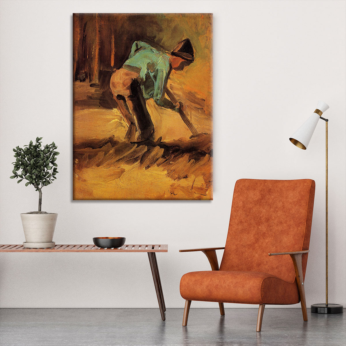 Man Stooping with Stick or Spade by Van Gogh Canvas Print or Poster - Canvas Art Rocks - 6