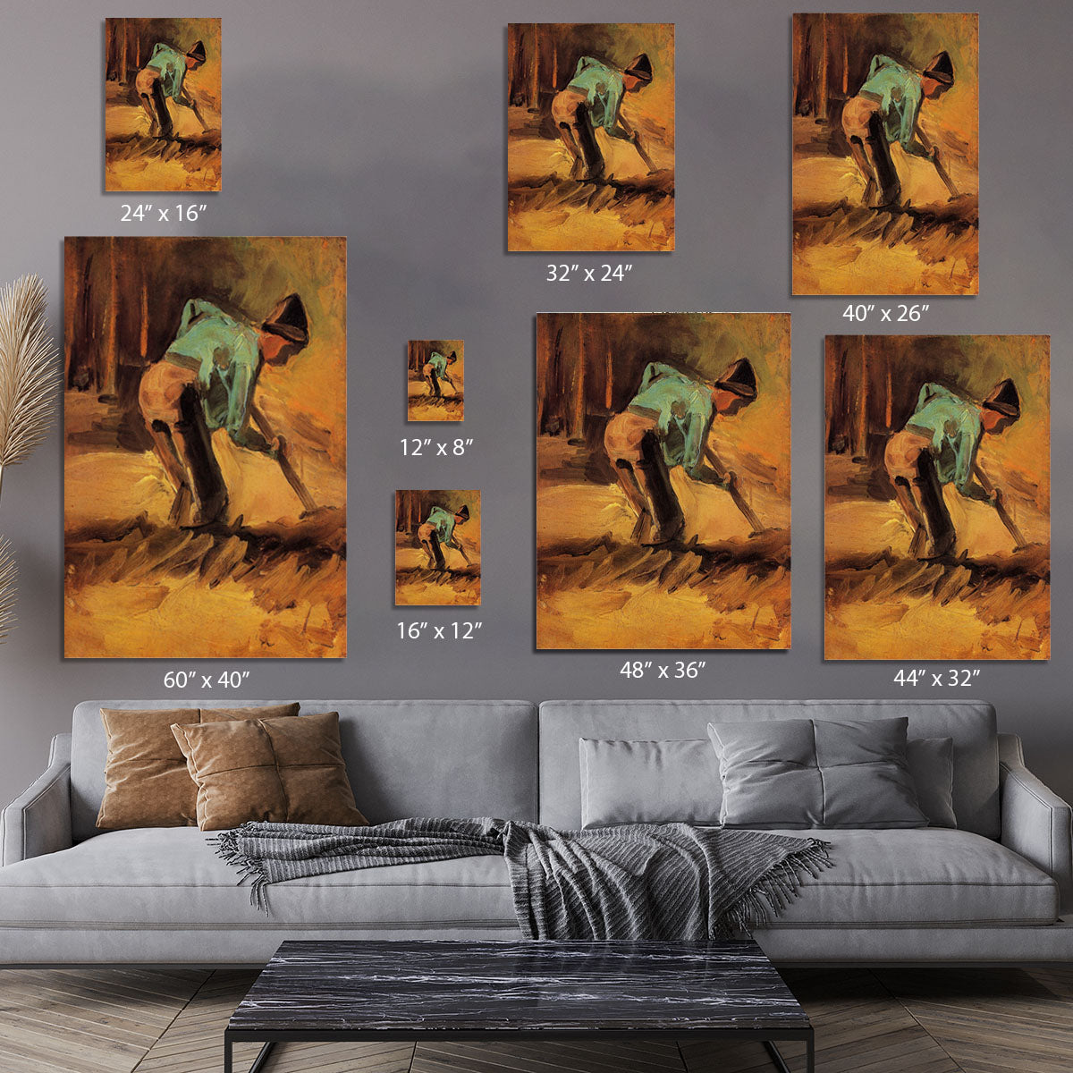 Man Stooping with Stick or Spade by Van Gogh Canvas Print or Poster - Canvas Art Rocks - 7