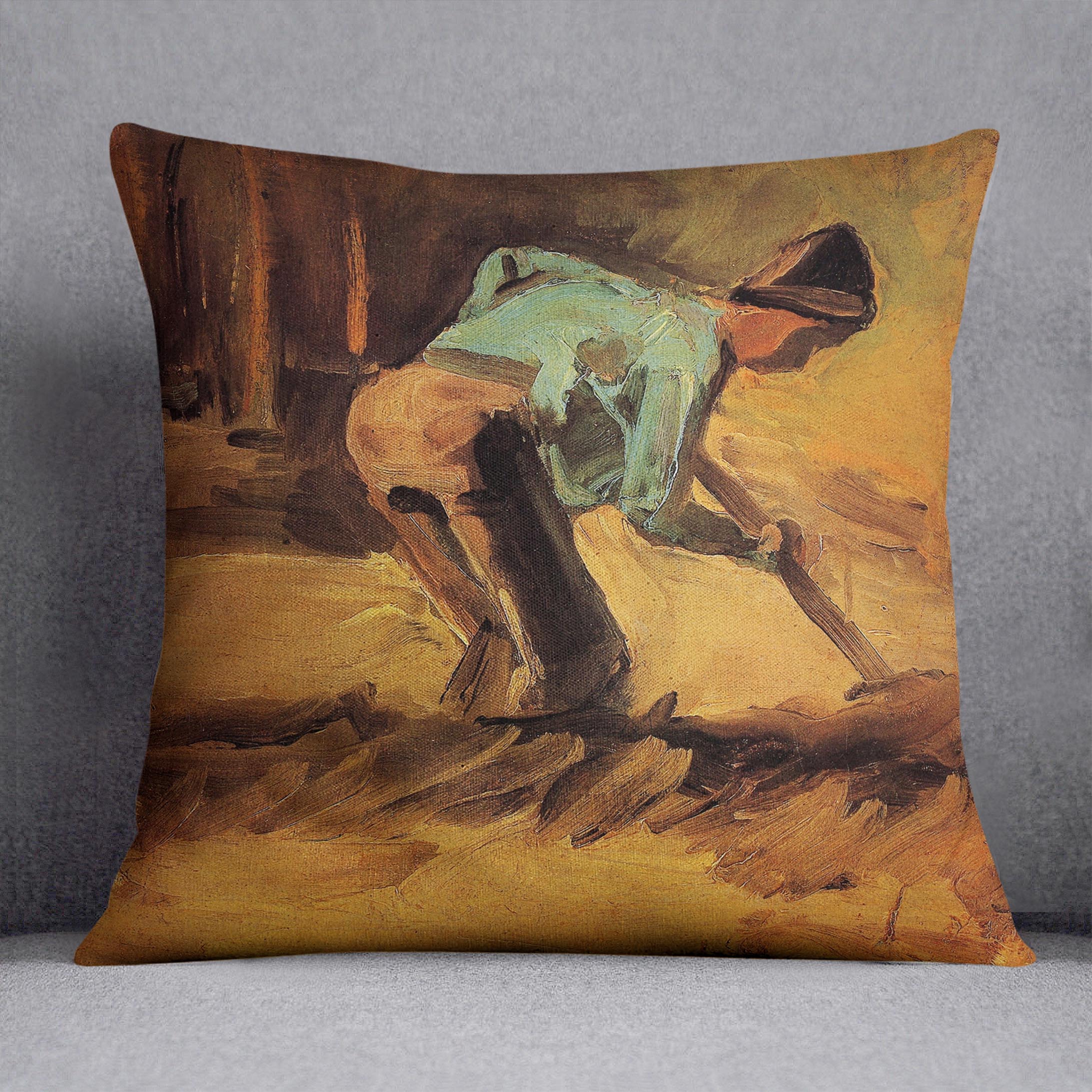 Man Stooping with Stick or Spade by Van Gogh Cushion