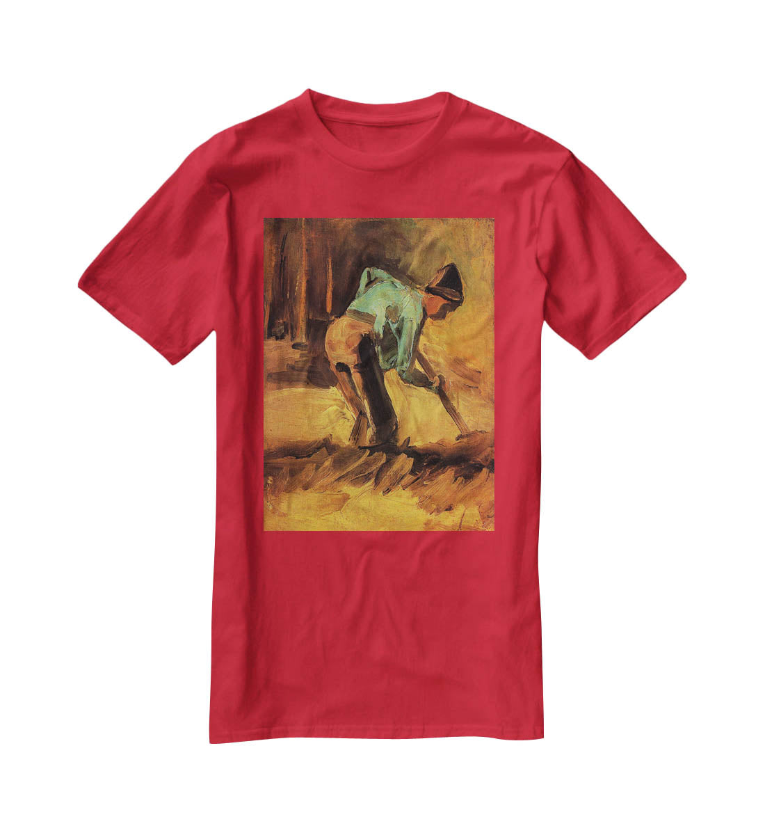 Man Stooping with Stick or Spade by Van Gogh T-Shirt - Canvas Art Rocks - 4