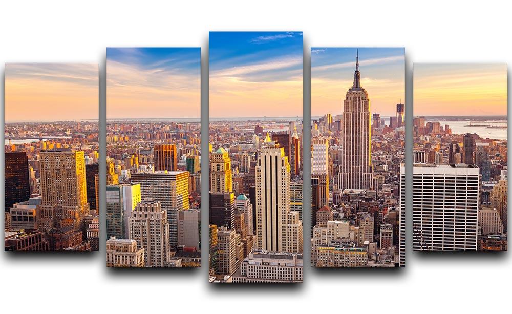 Manhattan at sunset 5 Split Panel Canvas  - Canvas Art Rocks - 1
