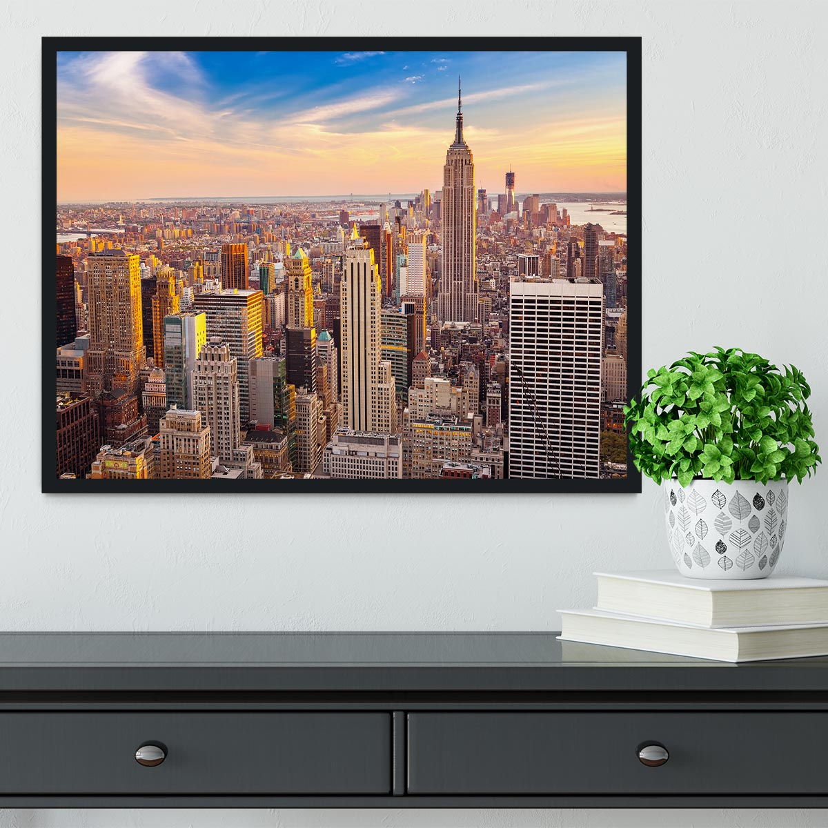 Manhattan at sunset Framed Print - Canvas Art Rocks - 2