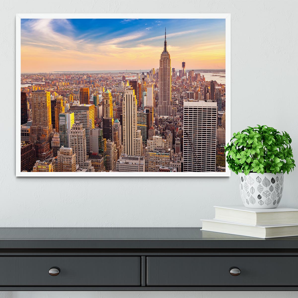 Manhattan at sunset Framed Print - Canvas Art Rocks -6