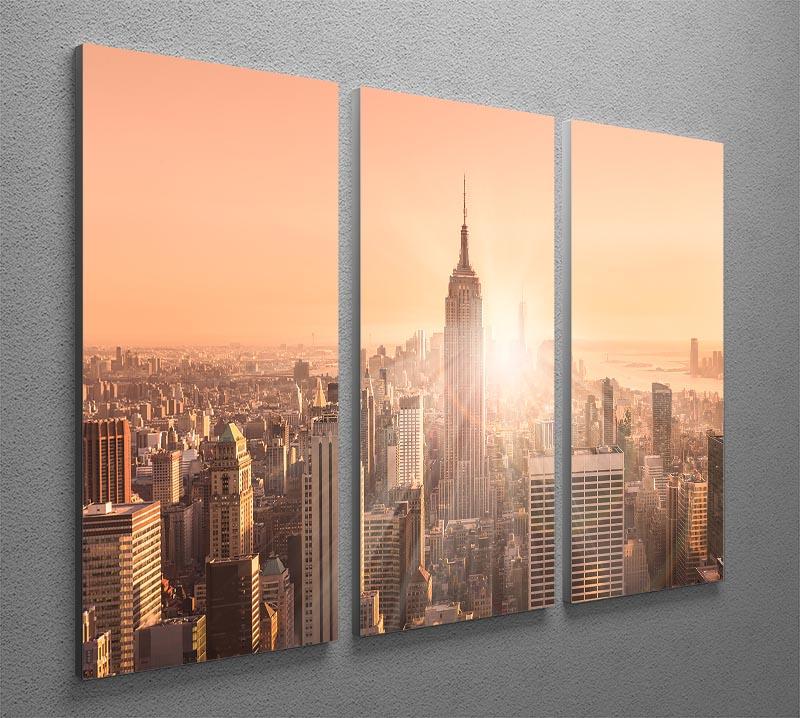Manhattan downtown skyline with illuminated Empire State Building 3 Split Panel Canvas Print - Canvas Art Rocks - 2