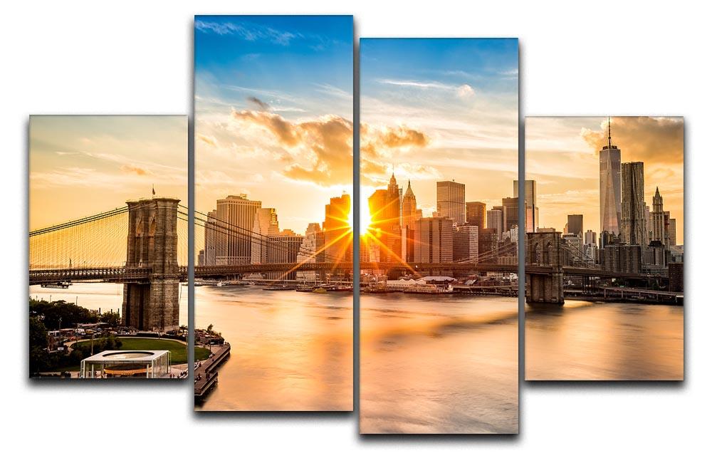 Manhattan skyline at sunset 4 Split Panel Canvas  - Canvas Art Rocks - 1