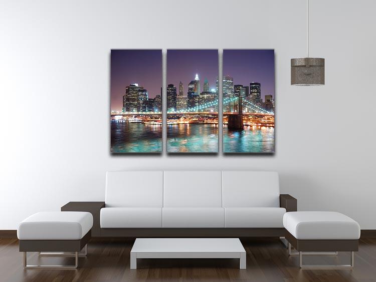 Manhattan skyline with skyscrapers over Hudson River 3 Split Panel Canvas Print - Canvas Art Rocks - 3