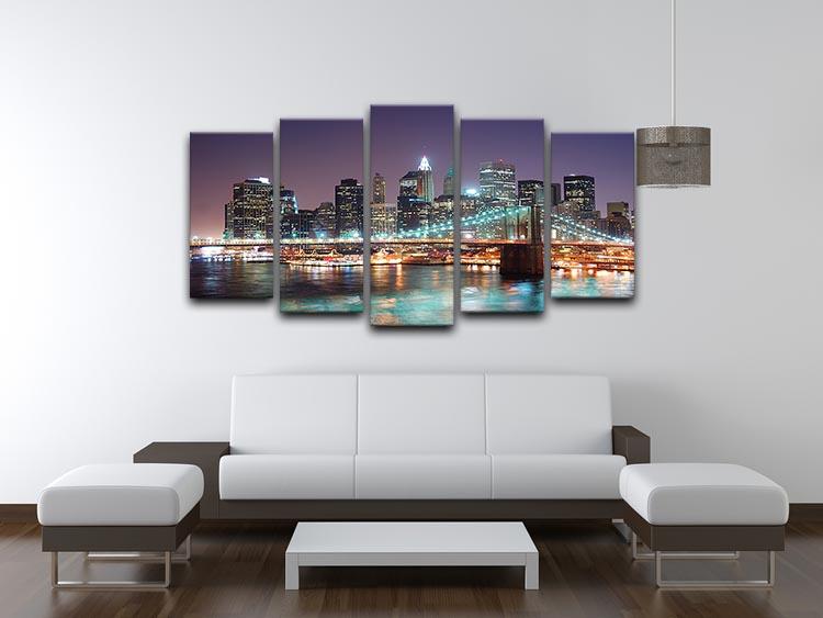 Manhattan skyline with skyscrapers over Hudson River 5 Split Panel Canvas  - Canvas Art Rocks - 3