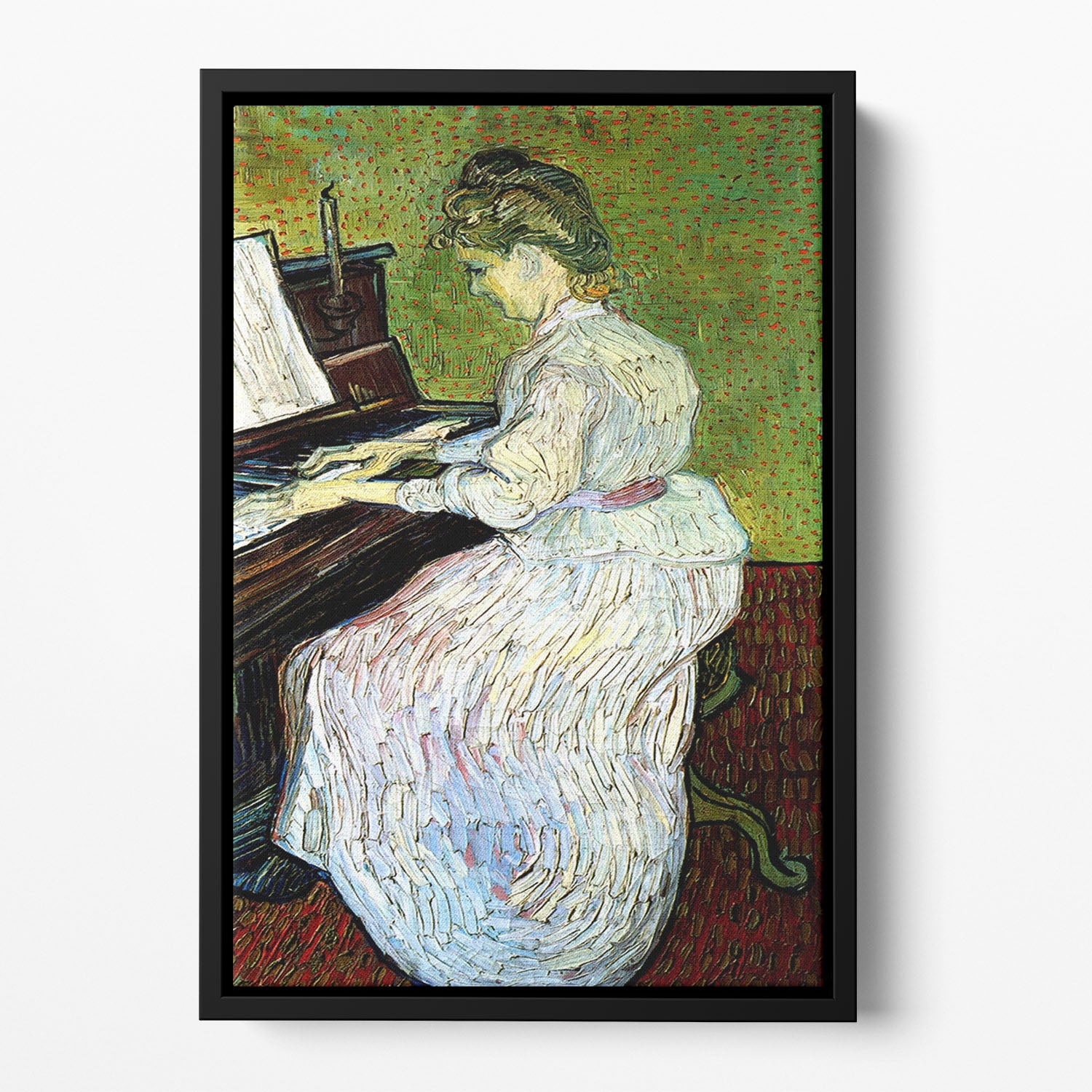 Marguerite Gachet at the Piano by Van Gogh Floating Framed Canvas