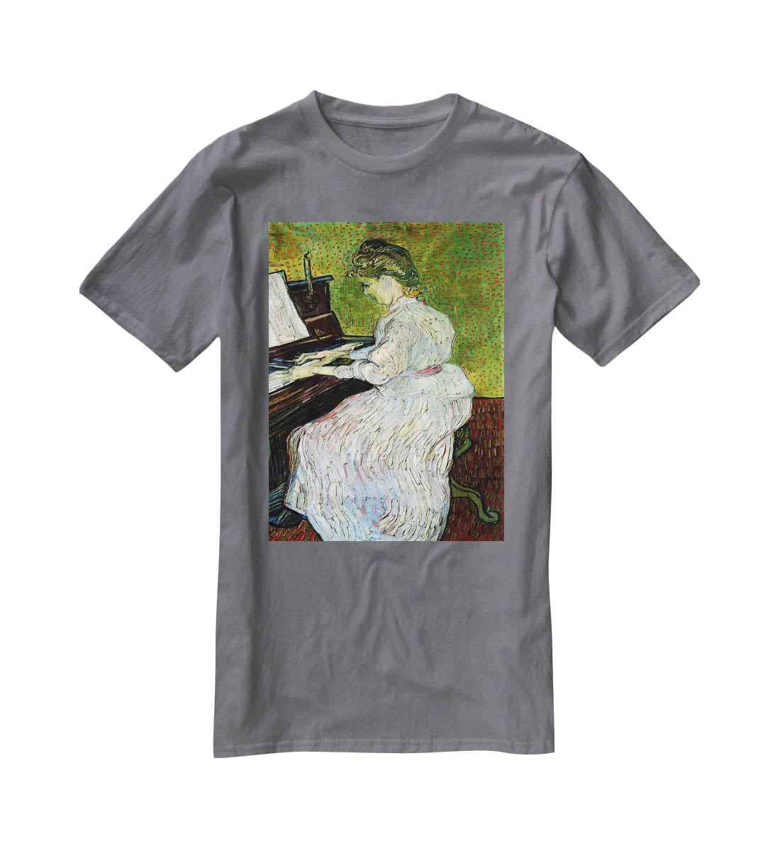 Marguerite Gachet at the Piano by Van Gogh T-Shirt - Canvas Art Rocks - 3