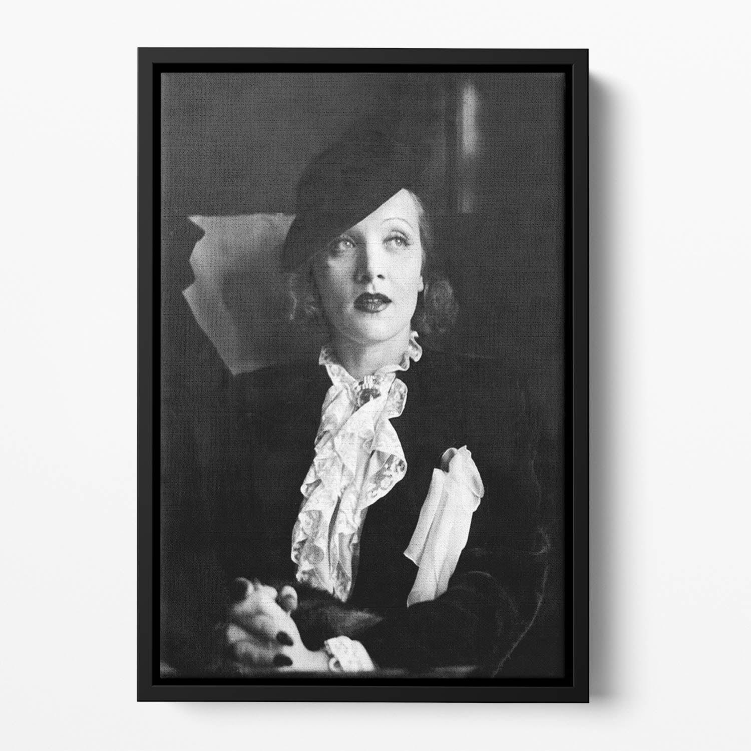 Marlene Dietrich Black And White Floating Framed Canvas