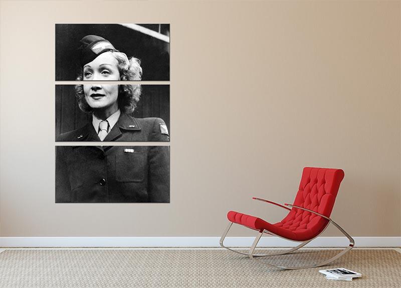 Marlene Dietrich in uniform 3 Split Panel Canvas Print - Canvas Art Rocks - 2