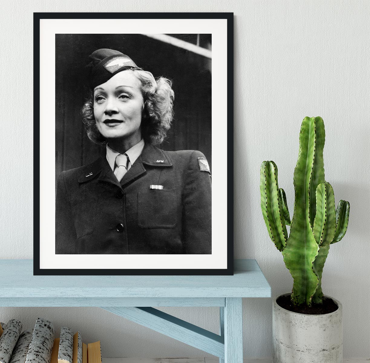Marlene Dietrich in uniform Framed Print - Canvas Art Rocks - 1
