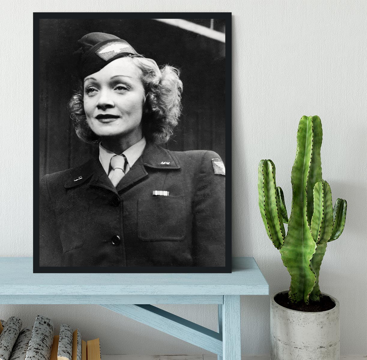 Marlene Dietrich in uniform Framed Print - Canvas Art Rocks - 2