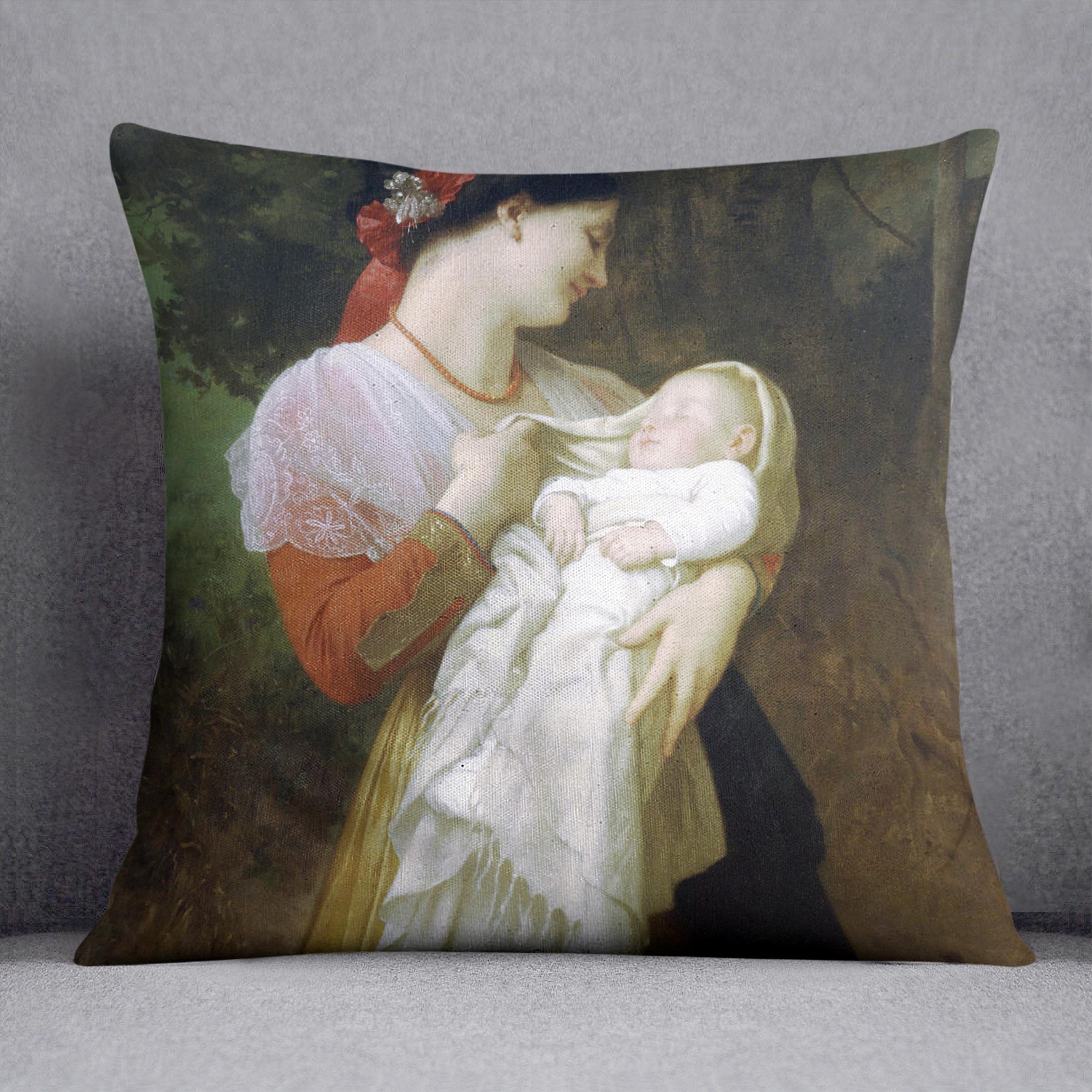 Maternal Admiration By Bouguereau Cushion