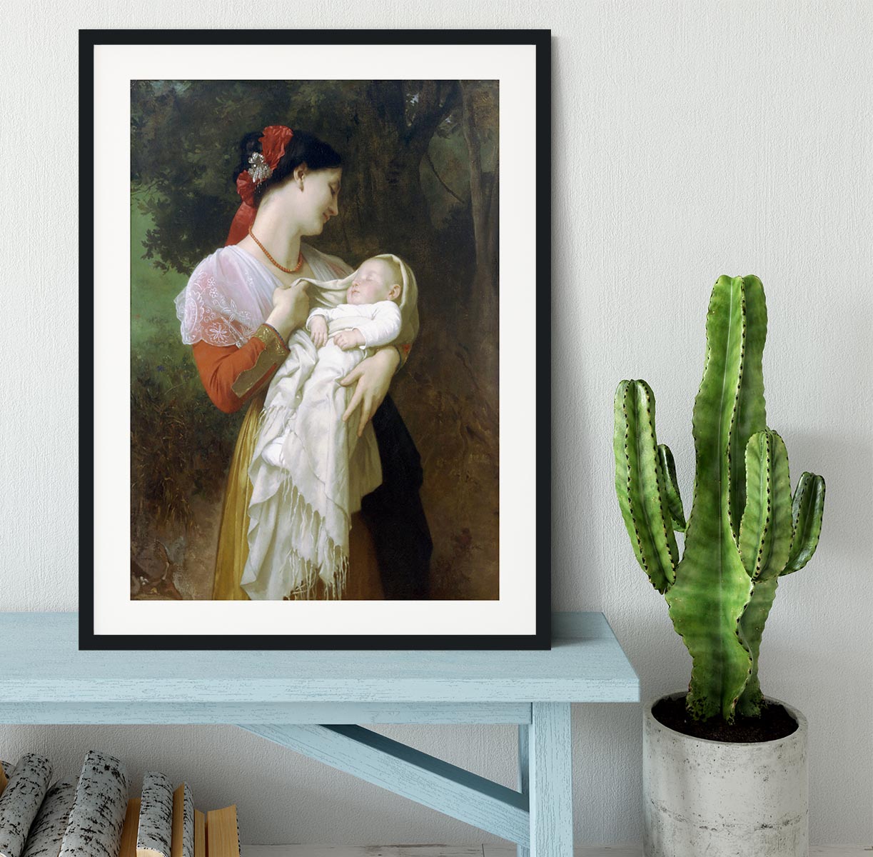 Maternal Admiration By Bouguereau Framed Print - Canvas Art Rocks - 1