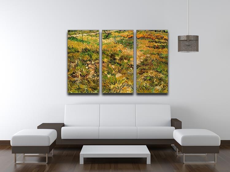 Meadow in the Garden of Saint-Paul Hospital by Van Gogh 3 Split Panel Canvas Print - Canvas Art Rocks - 4