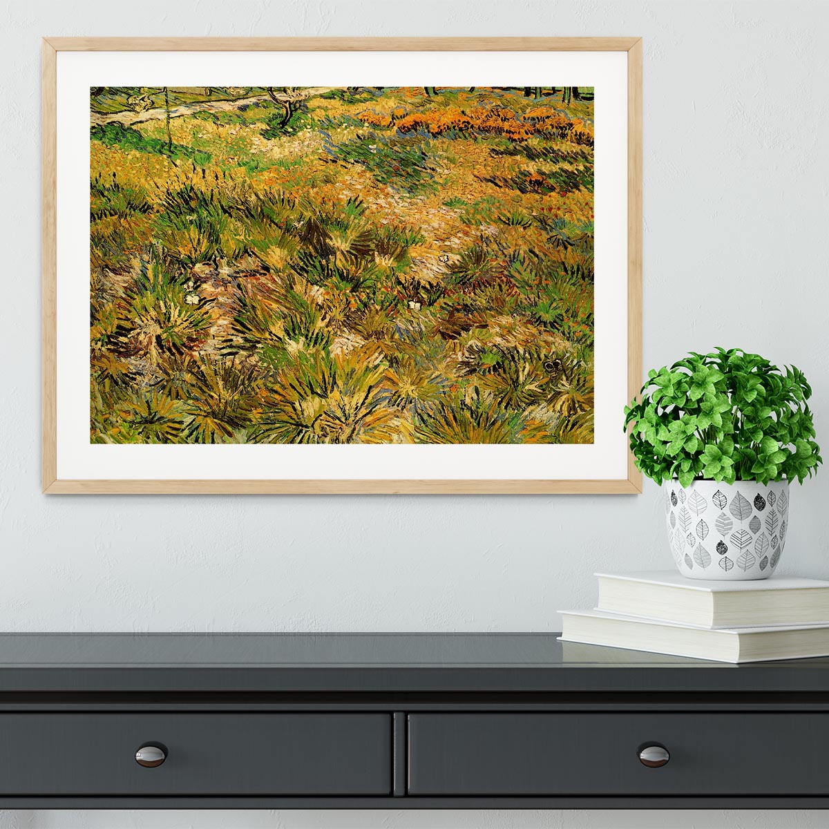 Meadow in the Garden of Saint-Paul Hospital by Van Gogh Framed Print - Canvas Art Rocks - 3