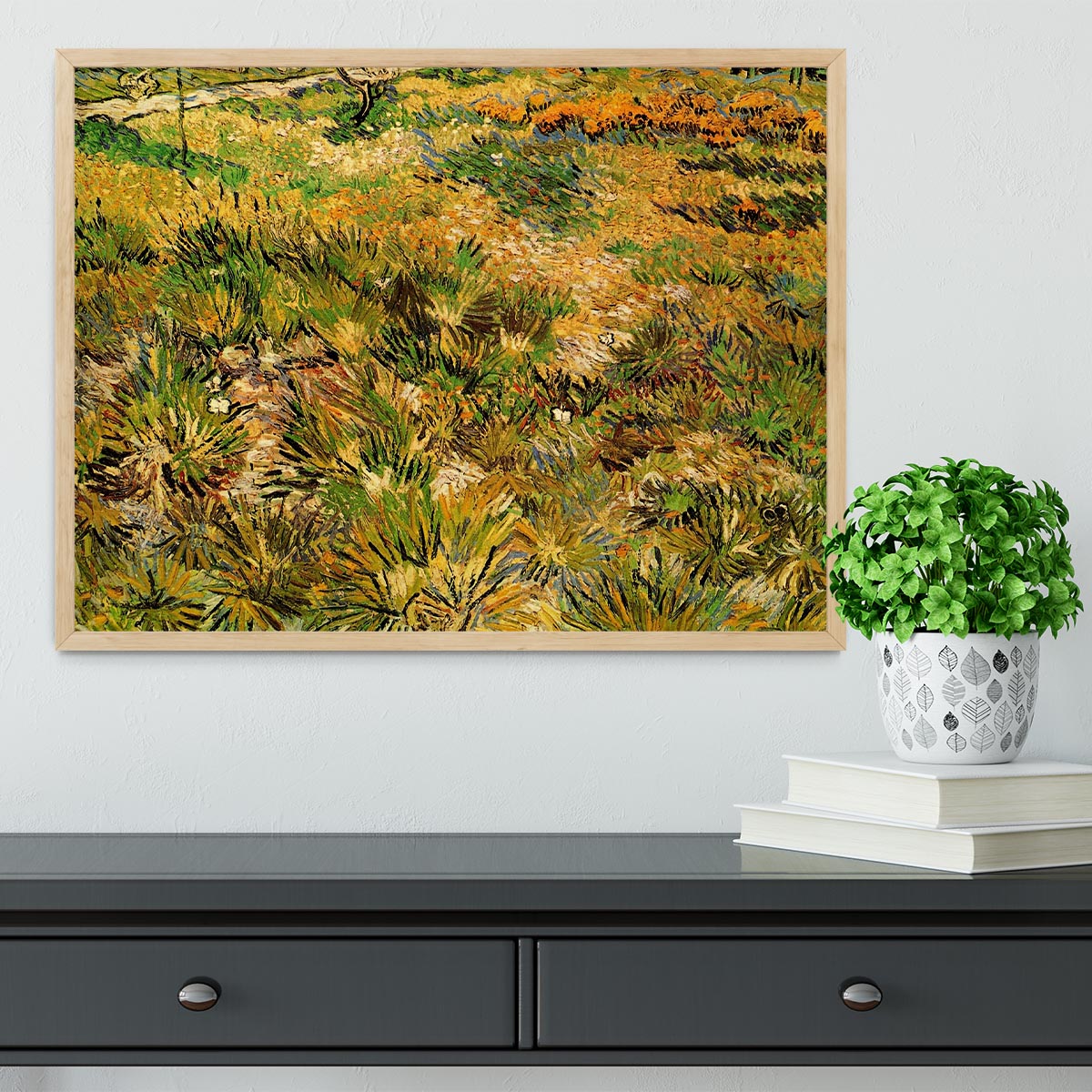 Meadow in the Garden of Saint-Paul Hospital by Van Gogh Framed Print - Canvas Art Rocks - 4