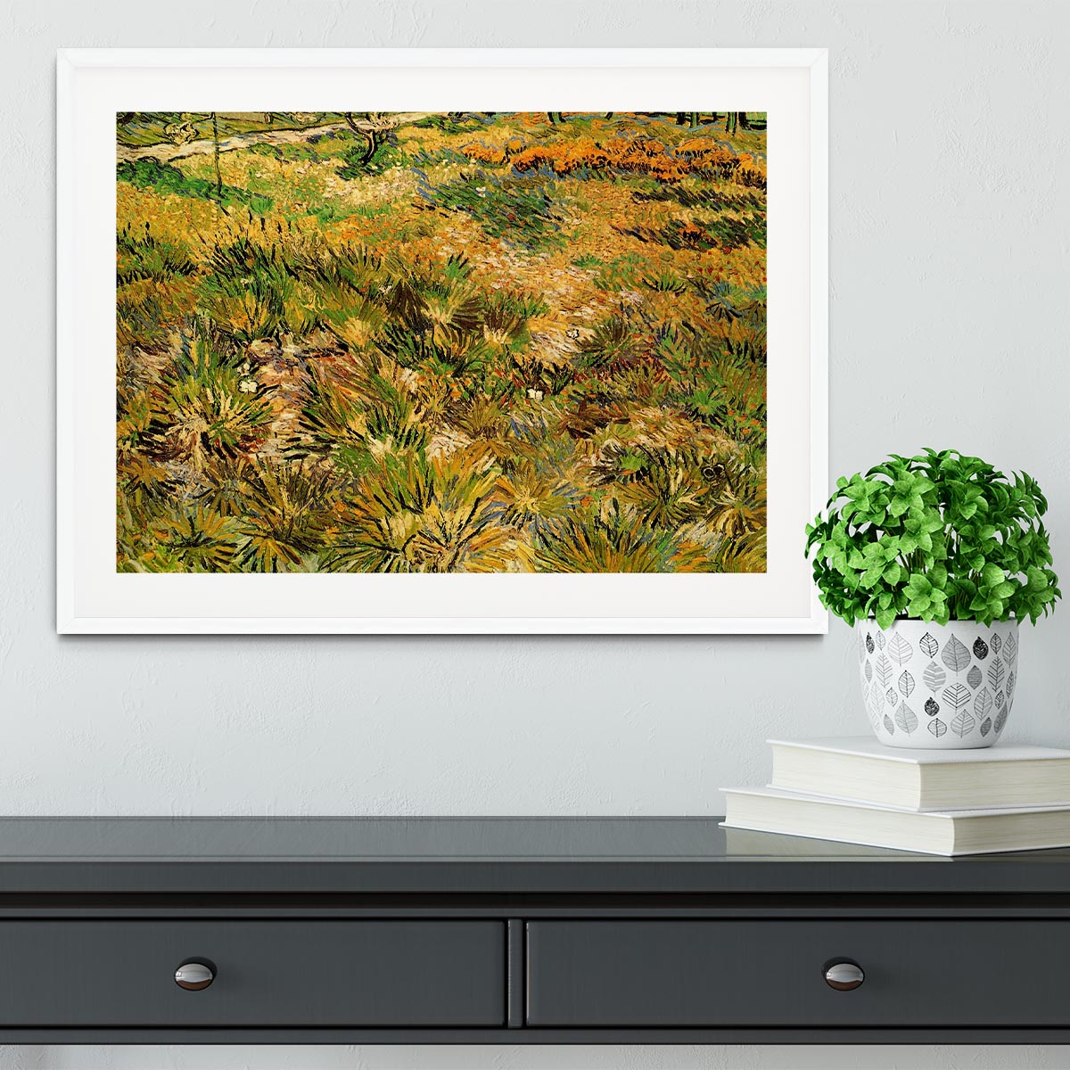 Meadow in the Garden of Saint-Paul Hospital by Van Gogh Framed Print - Canvas Art Rocks - 5