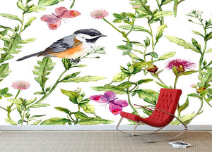 Meadow with butterflies Wall Mural Wallpaper - Canvas Art Rocks - 2