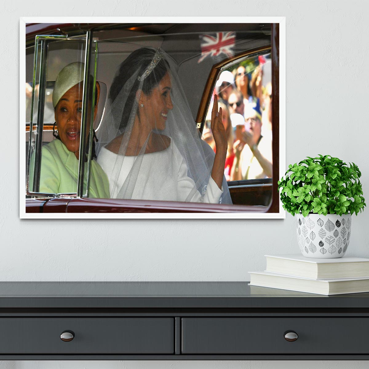 Meghan Markle and her mother arrive at the wedding Framed Print - Canvas Art Rocks -6