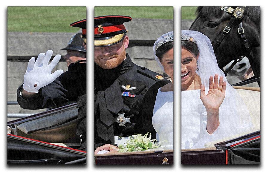 Meghan and Prince Harry wave to the crowds 3 Split Panel Canvas Print - Canvas Art Rocks - 1