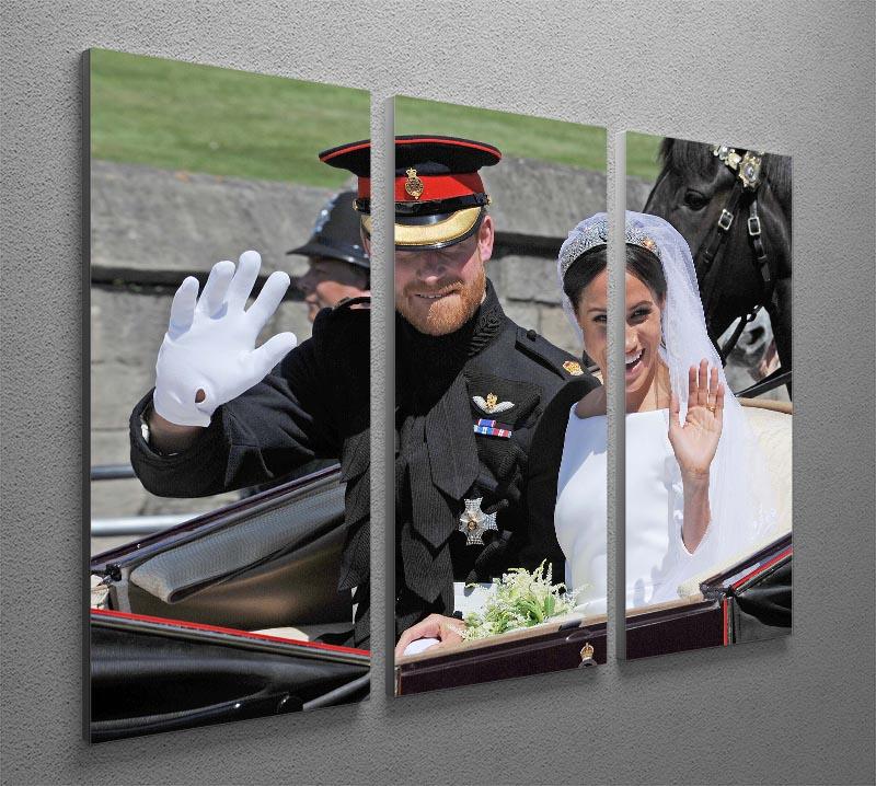 Meghan and Prince Harry wave to the crowds 3 Split Panel Canvas Print - Canvas Art Rocks - 2