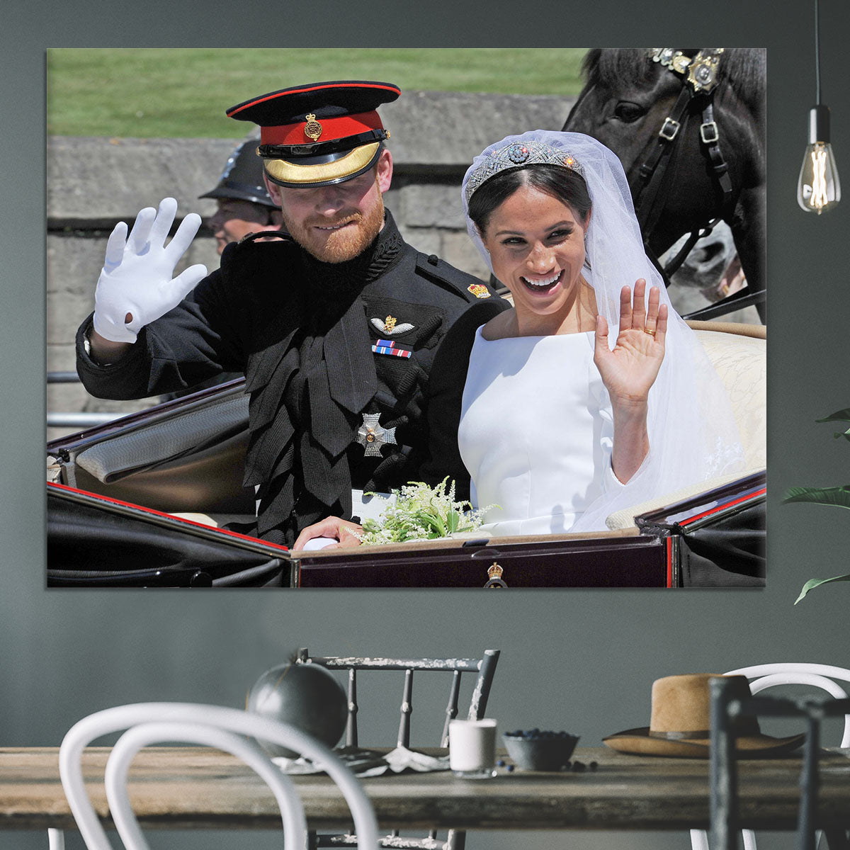 Meghan and Prince Harry wave to the crowds Canvas Print or Poster - Canvas Art Rocks - 3