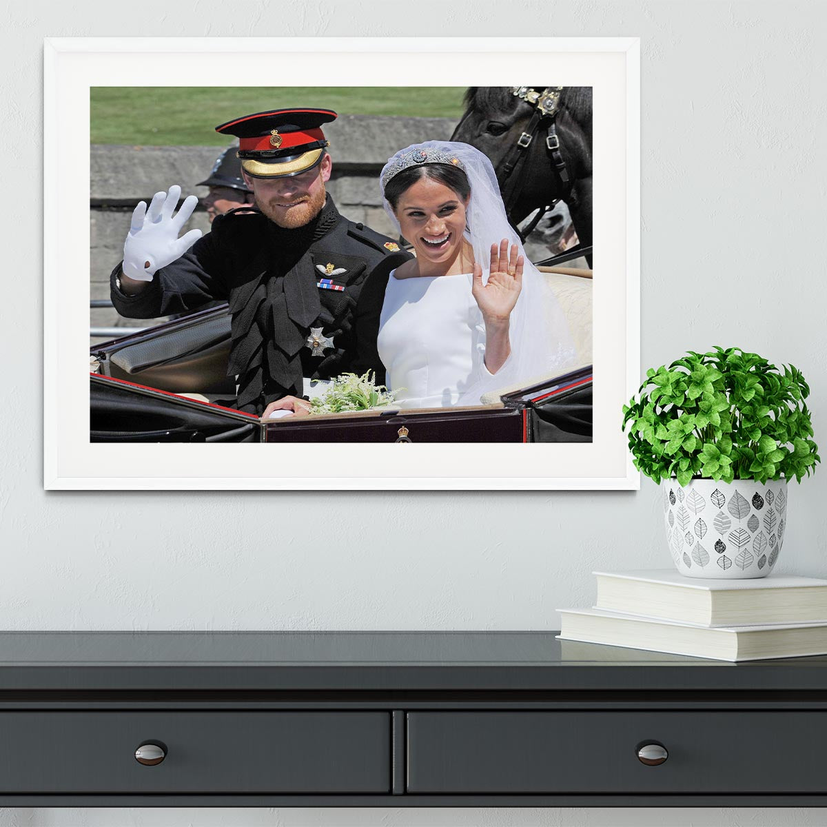 Meghan and Prince Harry wave to the crowds Framed Print - Canvas Art Rocks - 5