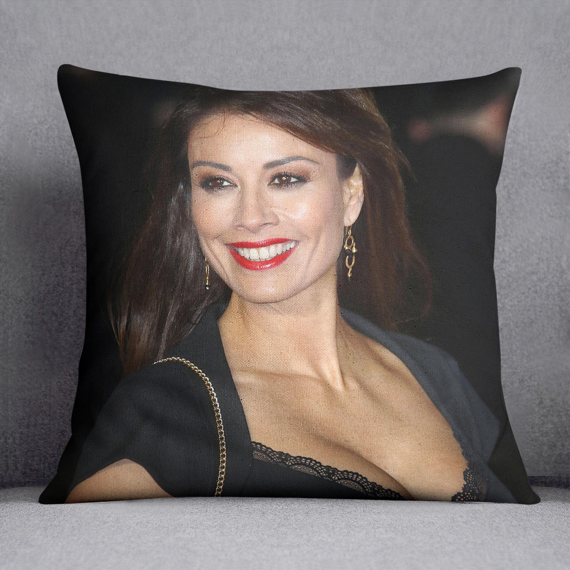 Melanie Sykes in a black dress Cushion