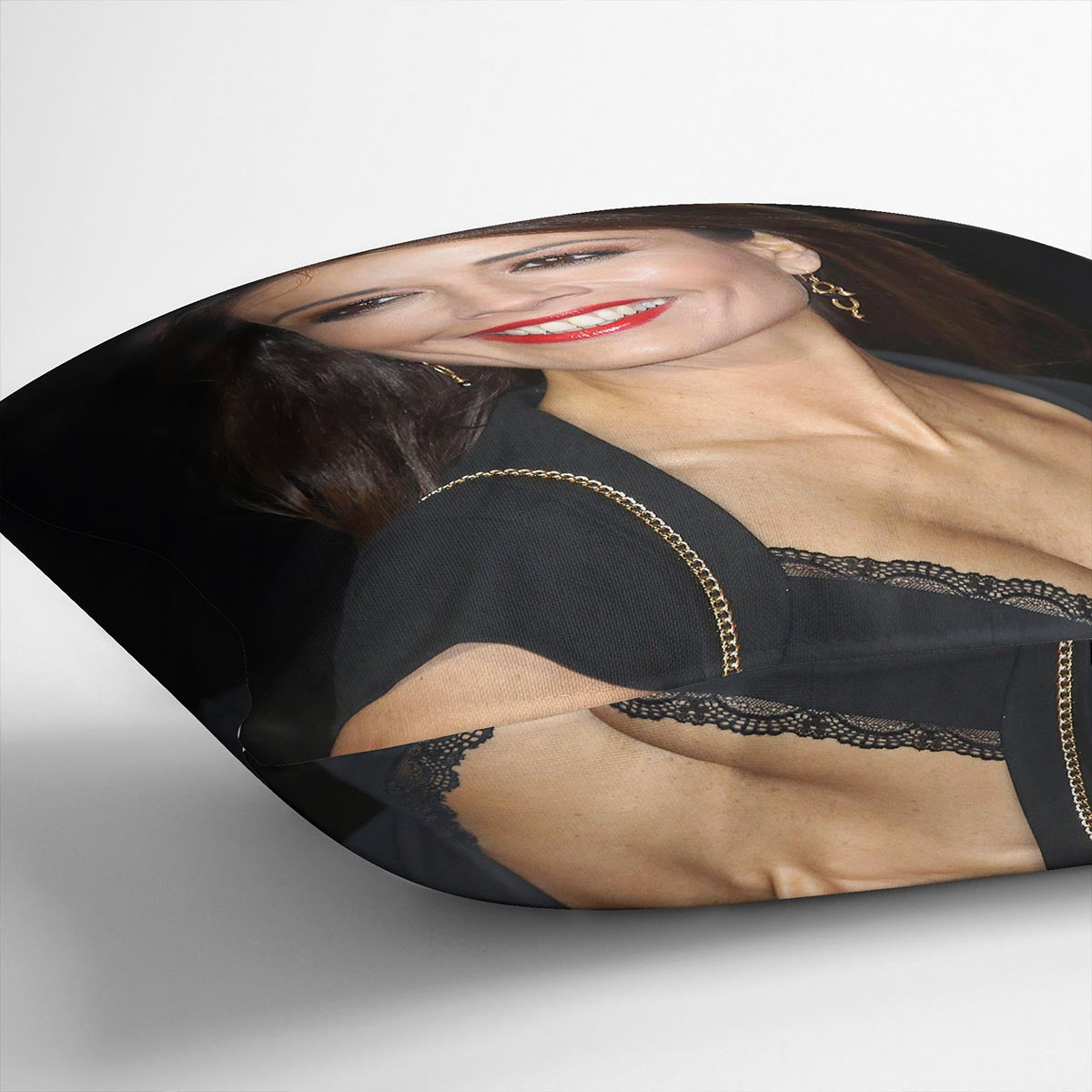 Melanie Sykes in a black dress Cushion