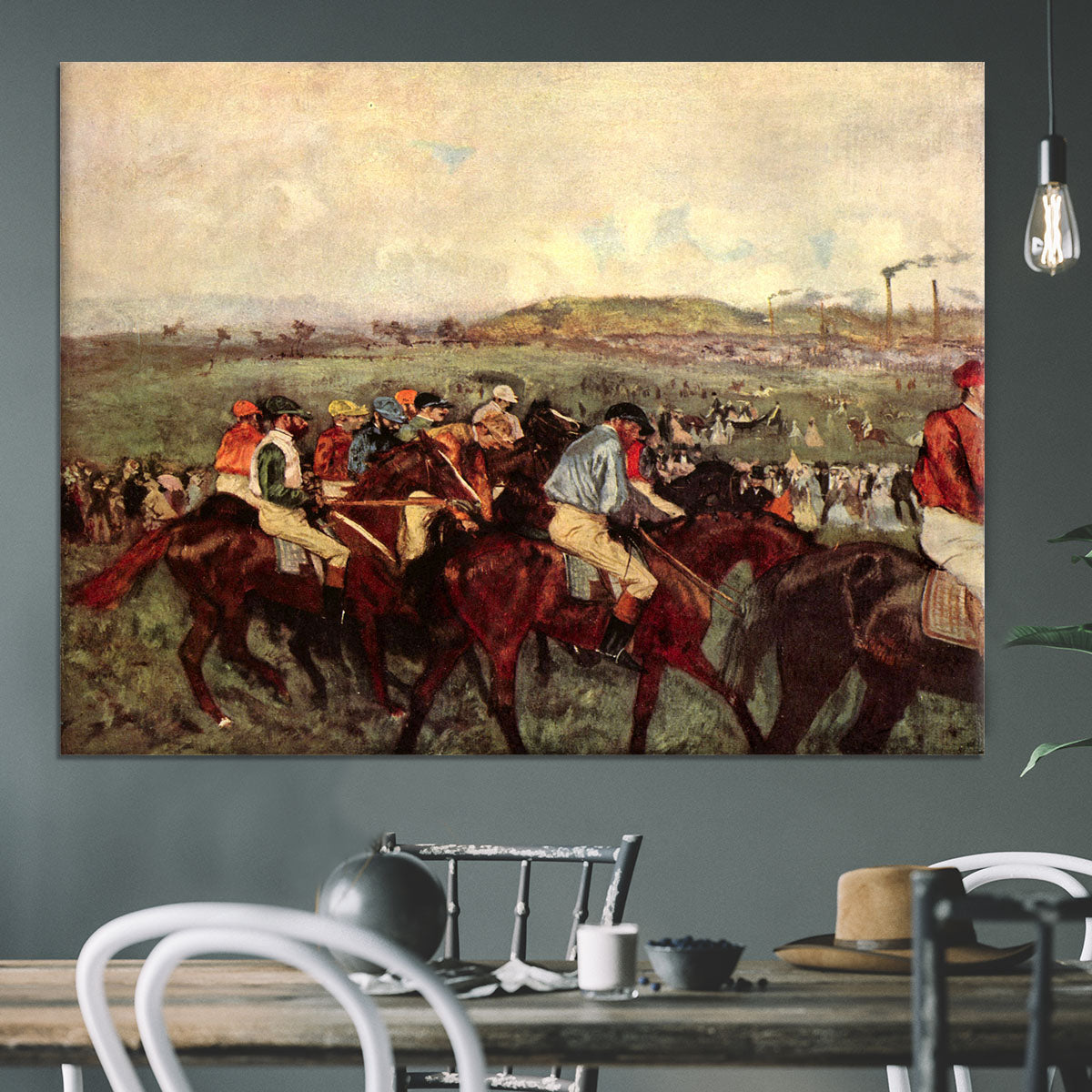 Men's riders before the start by Degas Canvas Print or Poster - Canvas Art Rocks - 3