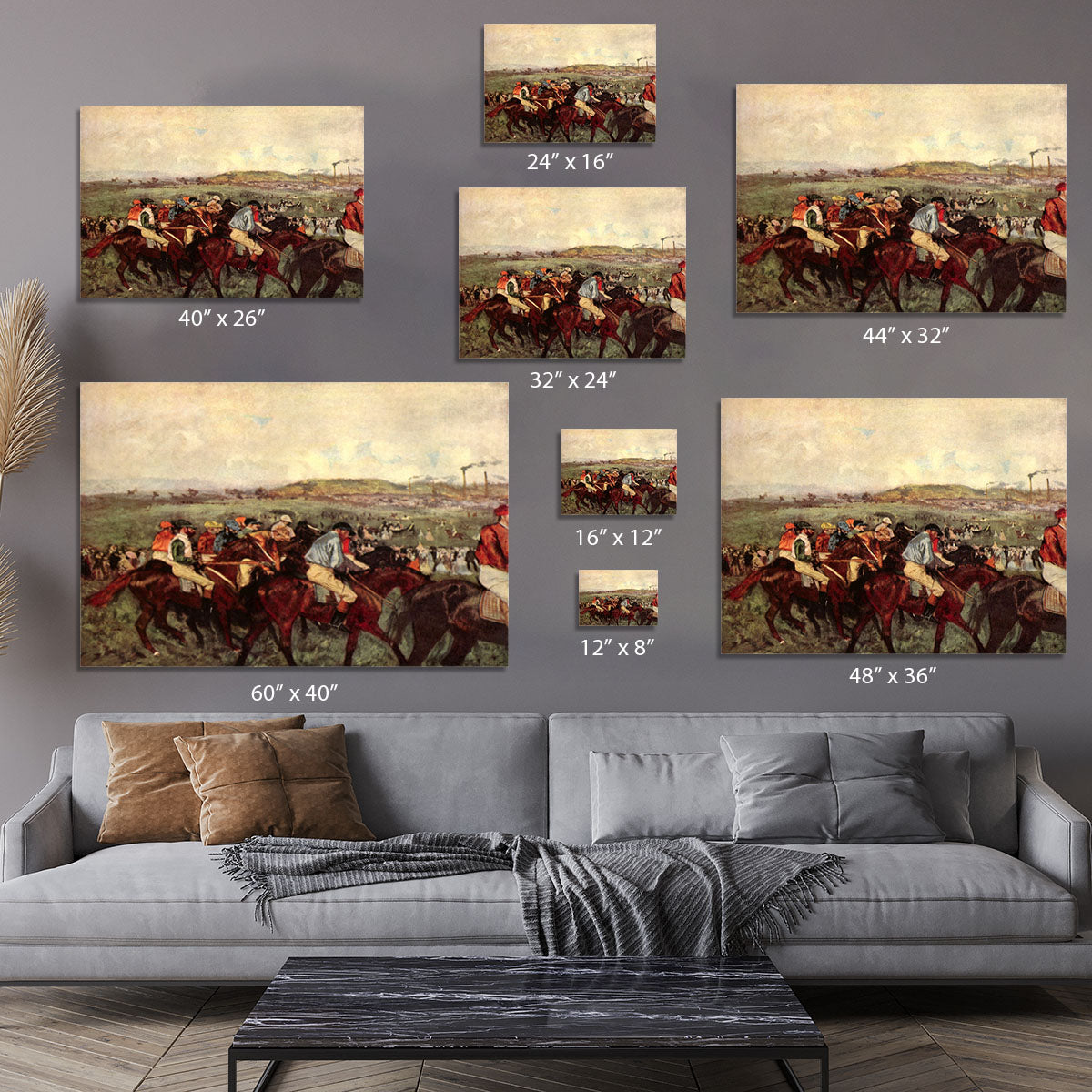 Men's riders before the start by Degas Canvas Print or Poster - Canvas Art Rocks - 7