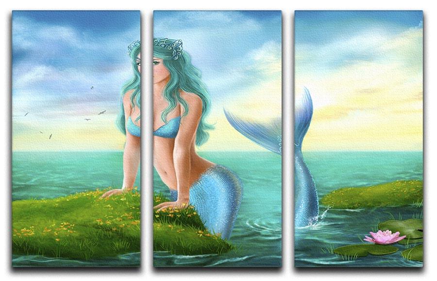 Mermaid in sea 3 Split Panel Canvas Print - Canvas Art Rocks - 1