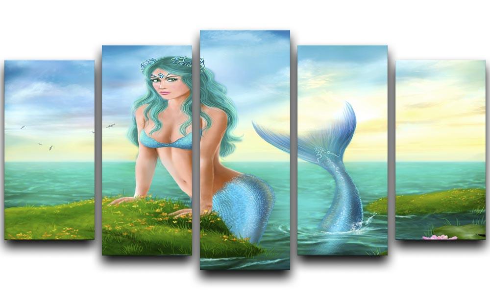 Mermaid in sea 5 Split Panel Canvas  - Canvas Art Rocks - 1