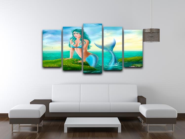 Mermaid in sea 5 Split Panel Canvas  - Canvas Art Rocks - 3