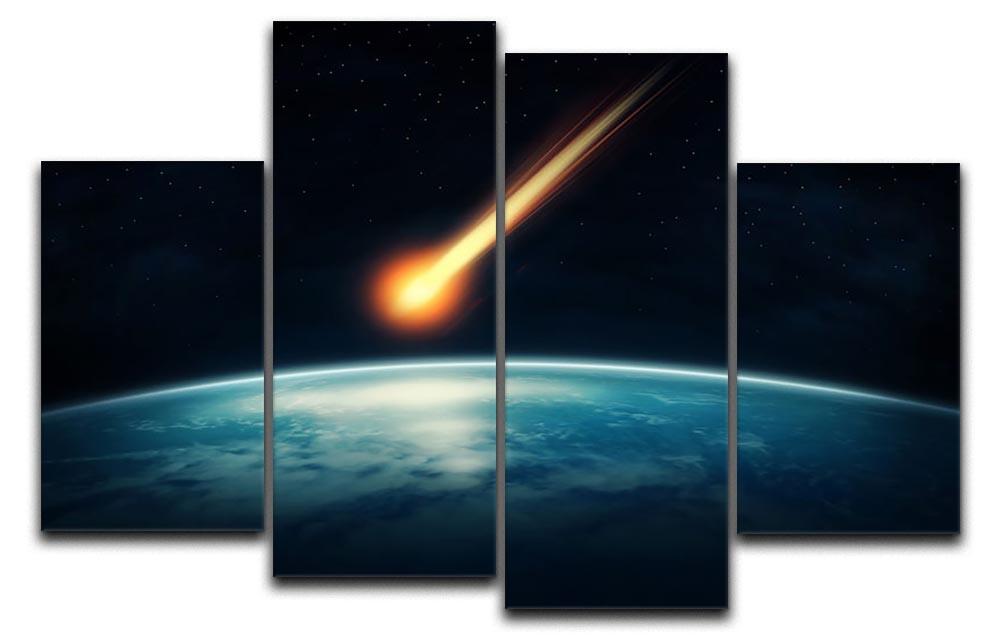 Meteor flying to the earth 4 Split Panel Canvas  - Canvas Art Rocks - 1