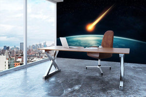 Meteor flying to the earth Wall Mural Wallpaper - Canvas Art Rocks - 3