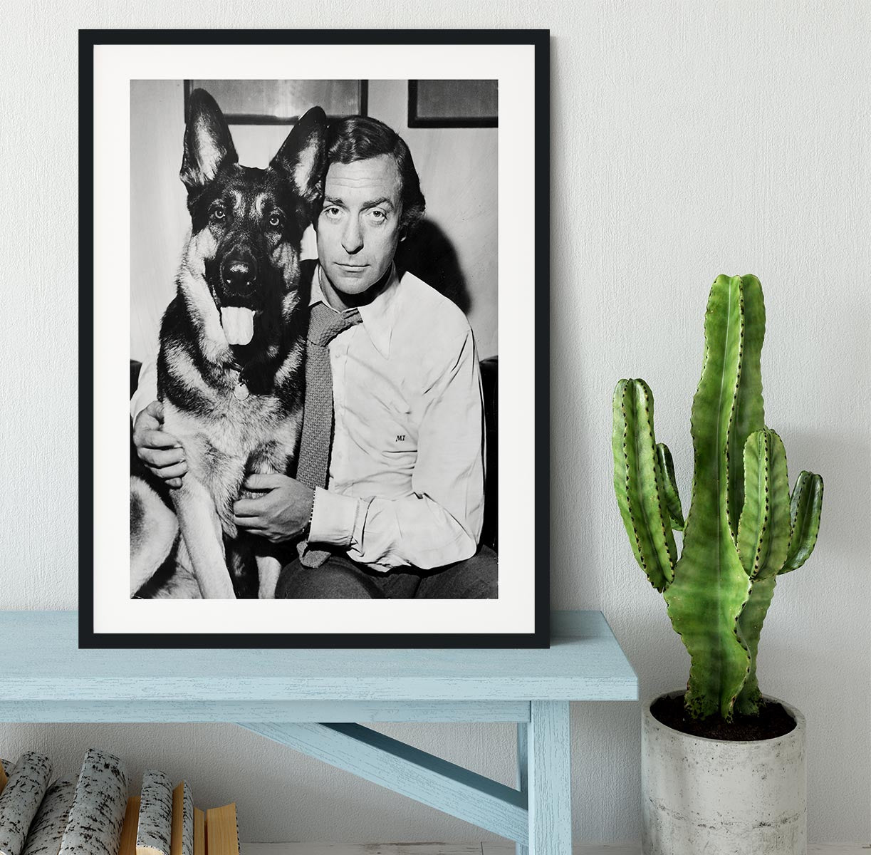 Michael Caine and dog Framed Print - Canvas Art Rocks - 1