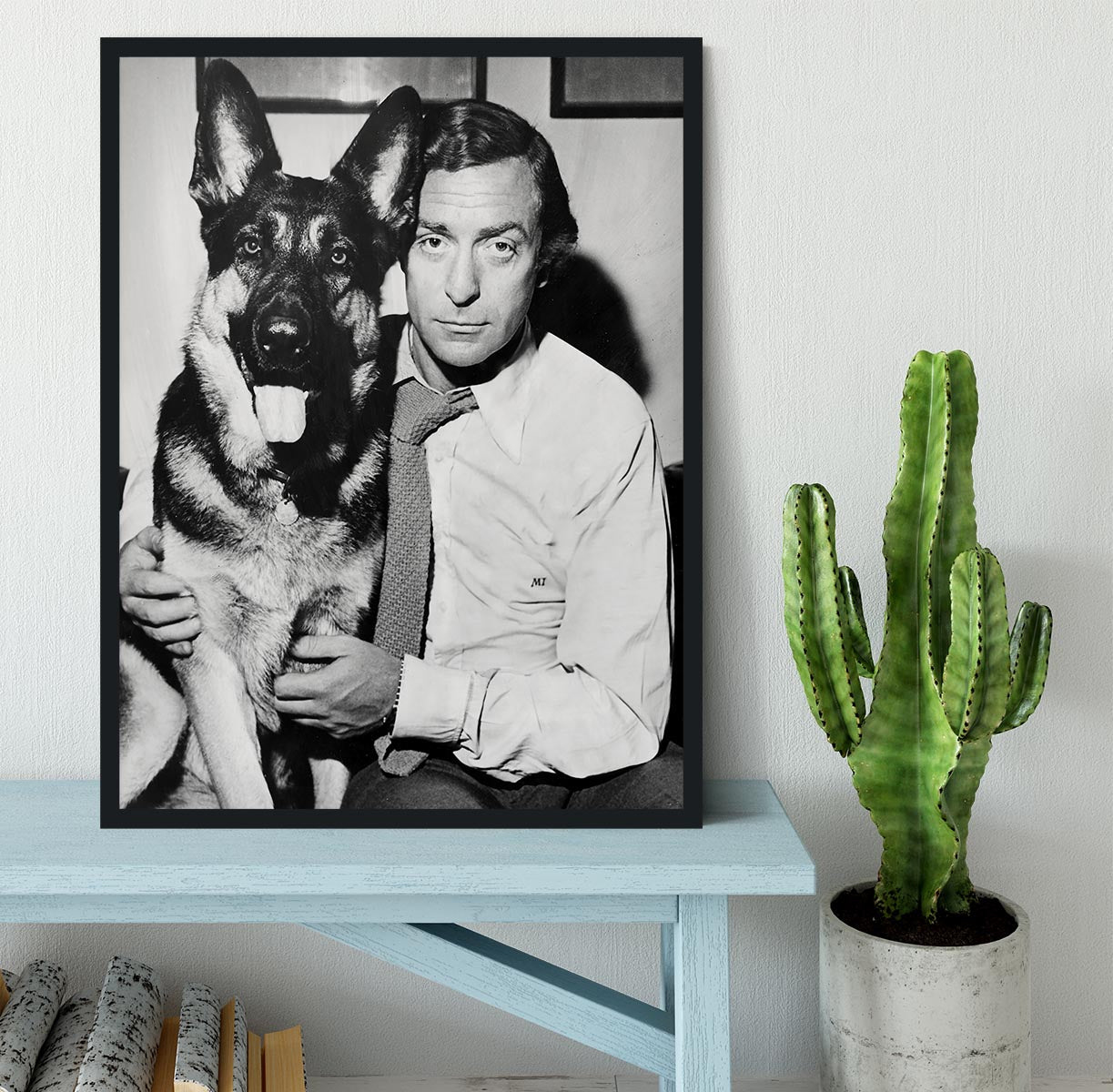 Michael Caine and dog Framed Print - Canvas Art Rocks - 2
