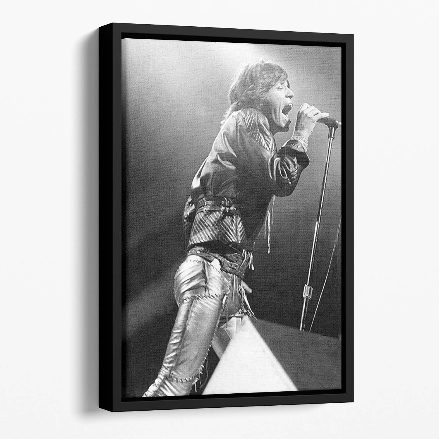 Mick Jagger 1973 Floating Framed Canvas