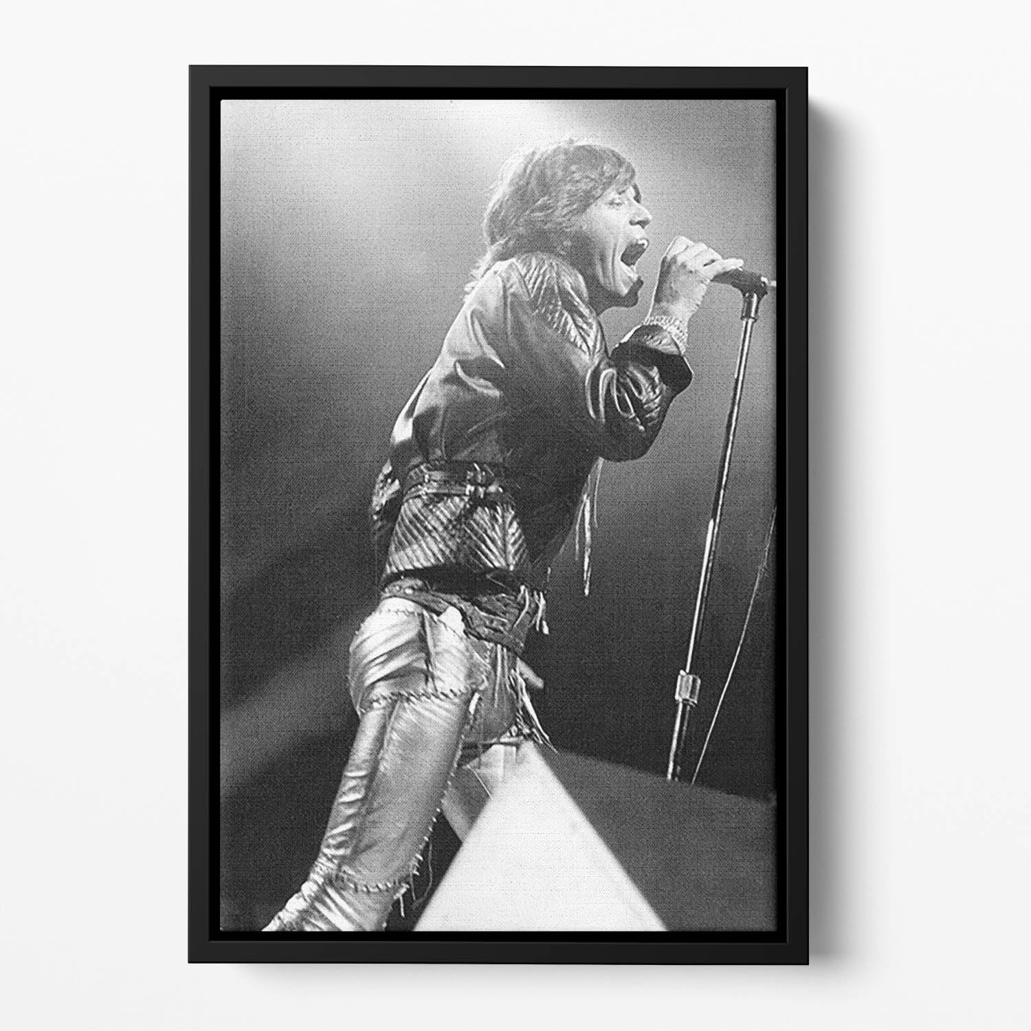 Mick Jagger 1973 Floating Framed Canvas