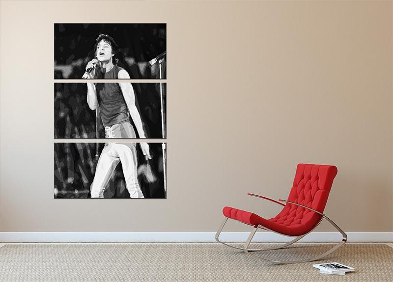 Mick Jagger at Wembley Stadium 3 Split Panel Canvas Print - Canvas Art Rocks - 2